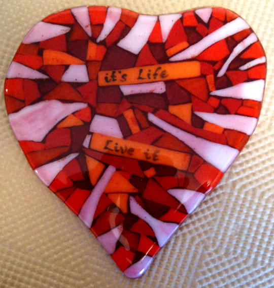 fused glass hearts